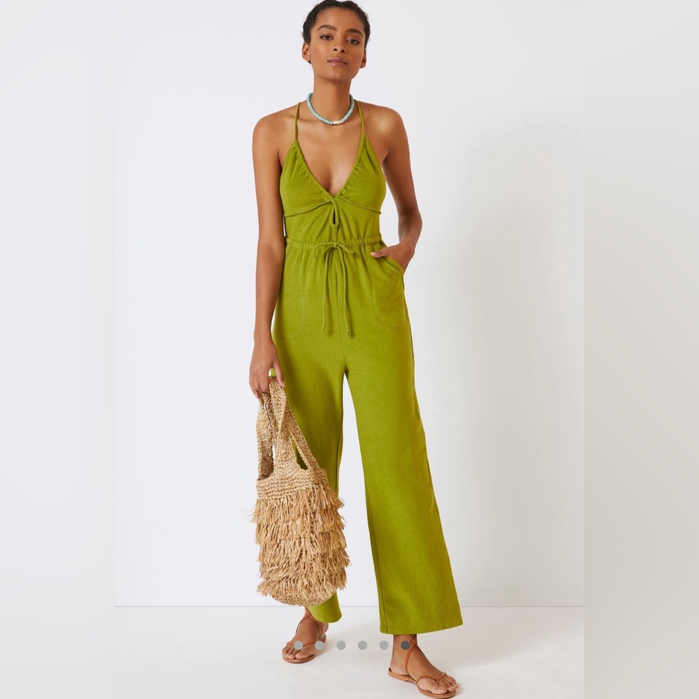 Anthropologie - Green halter jumpsuit
